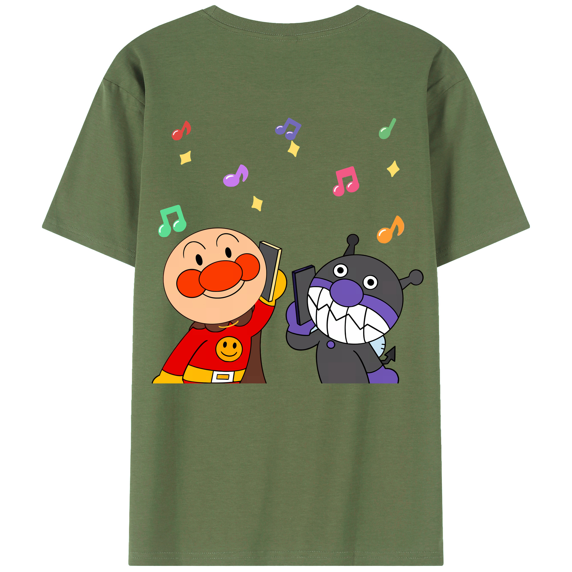 （画像用） アンパンマン Anpanman 綿100％ メンズ半袖Tシャツ（バックプリント） 通気性